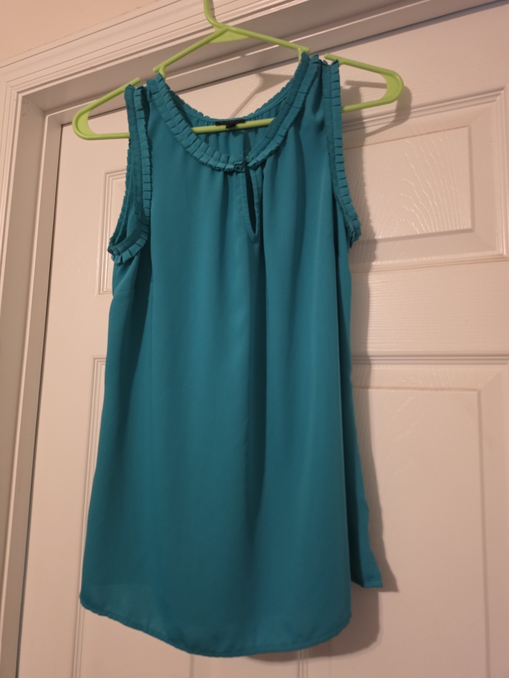 Talbots Teal Sleeveless Ruffle-Trim Camisole
